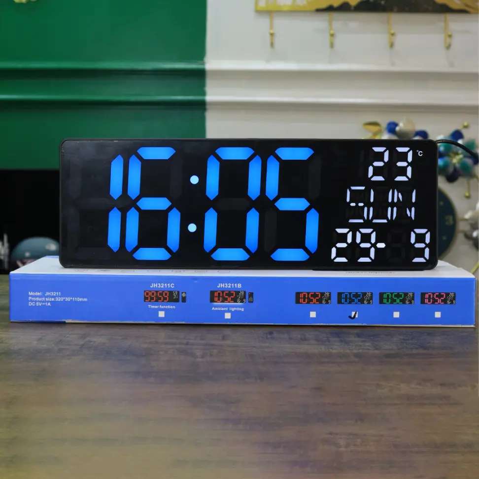A blue LED Digital Clock with a deep electric underglow