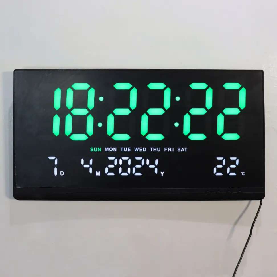 Large Brilliant Green LED Digital Wall Clock