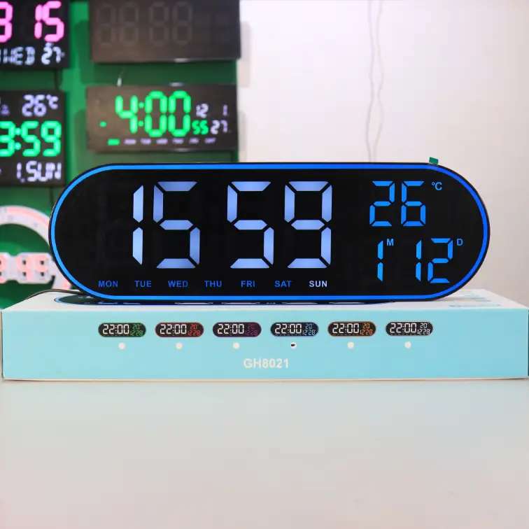Large Frame Lighting Oval LED Digital Clock