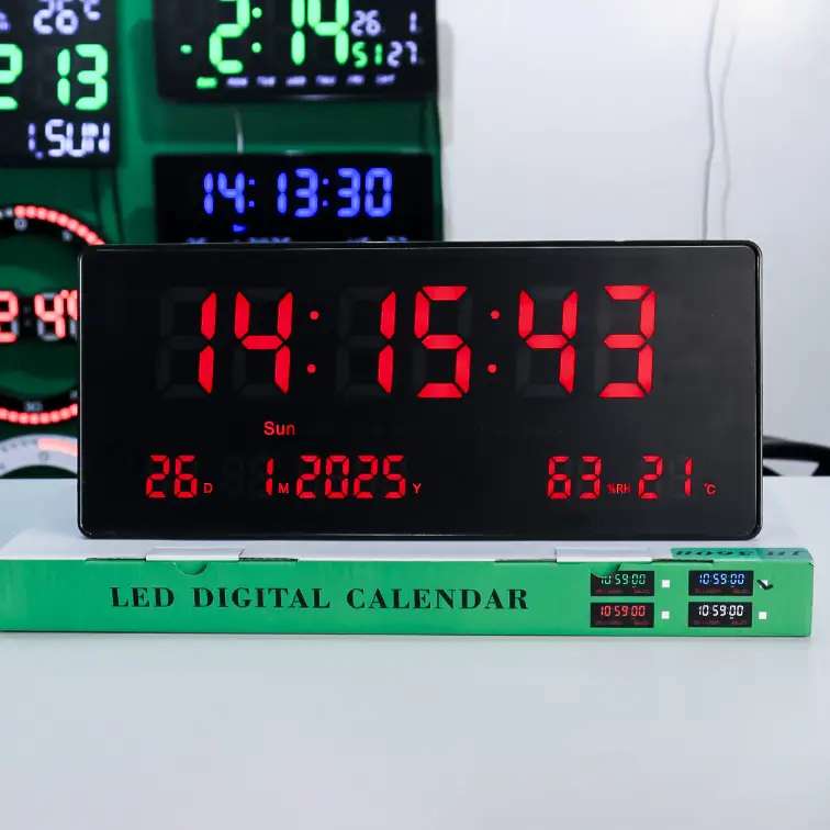 large red LED Digital clock with relative humidity 