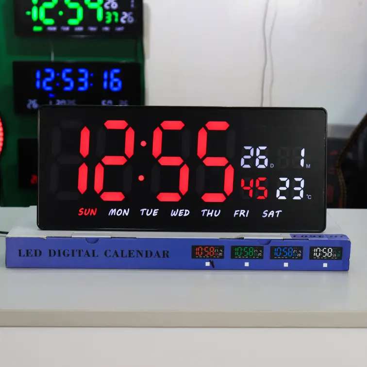 red LED Digital Clock with days of the week